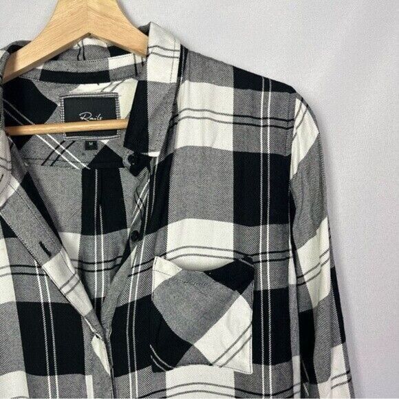 Rails Hunter Black & White Plaid Long Sleeve Button Down M - Picture 4 of 6